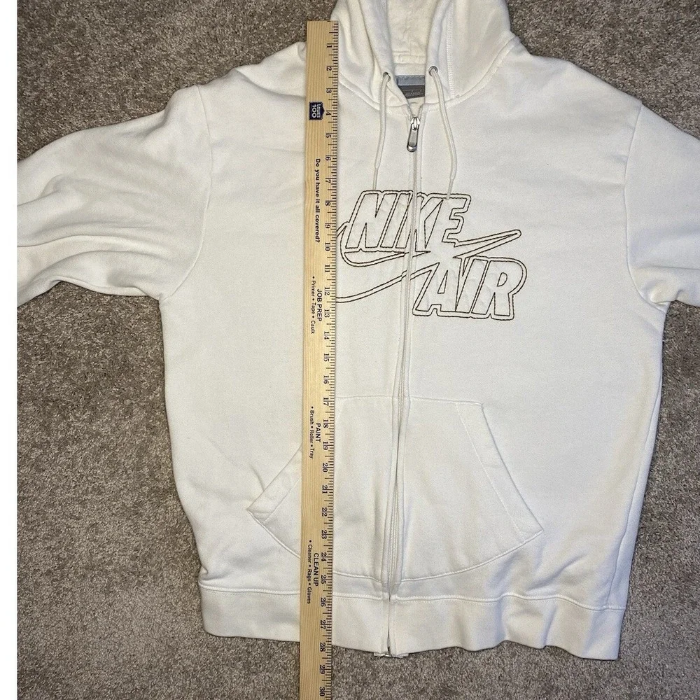 Nike Air Mens Full Zip Hoodie Cream Off White Embroidered‎ Logo Size Large L